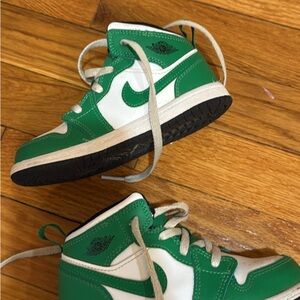 Kids Green and White High-Top Sneakers